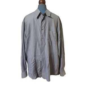 Canali fine mens cotton button-down slate grey 44 17.5